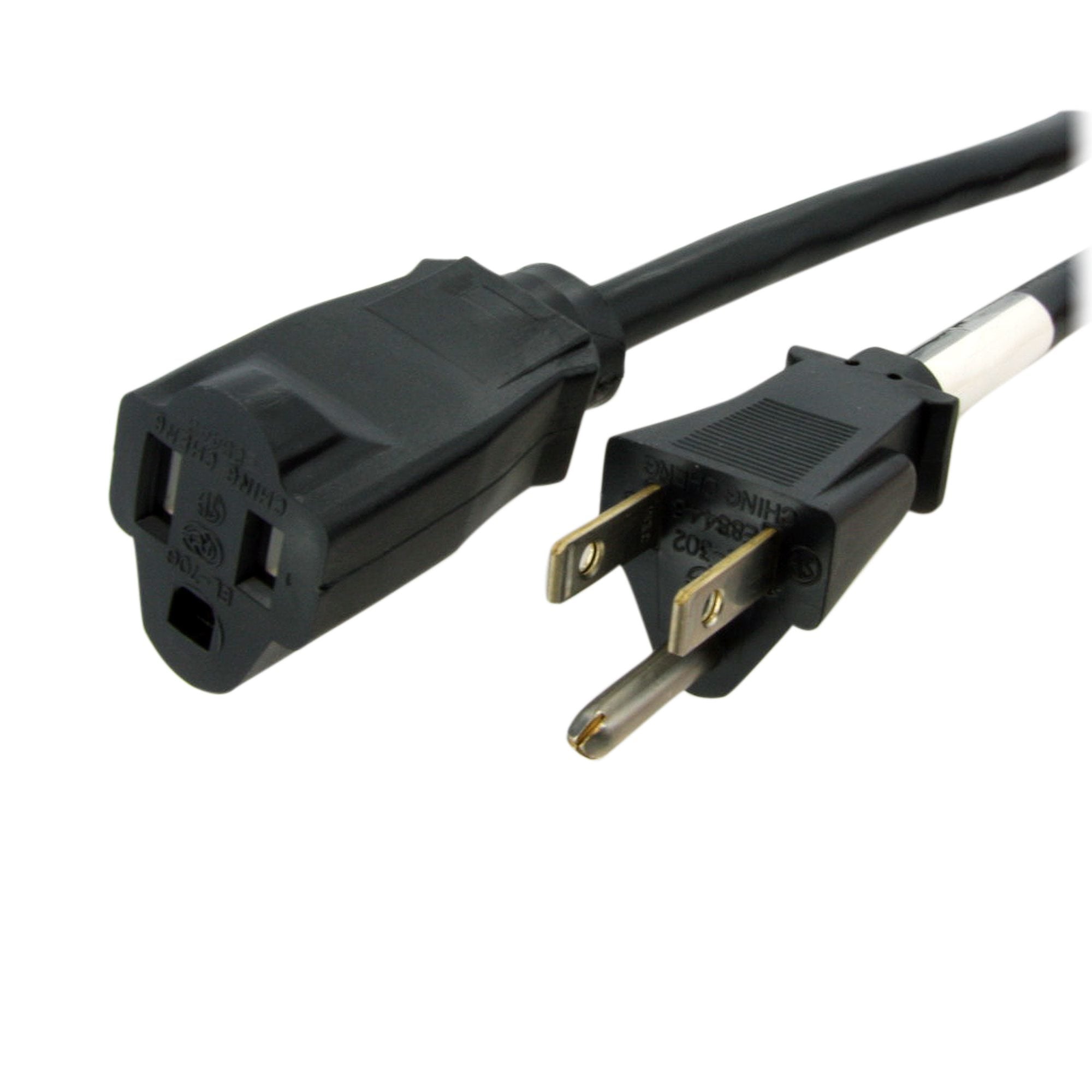 Startech.Com 15Ft (4.5M) Power Extension Cord, Nema 5-15R To Nema 5-15P Black Extension Cord, 13A