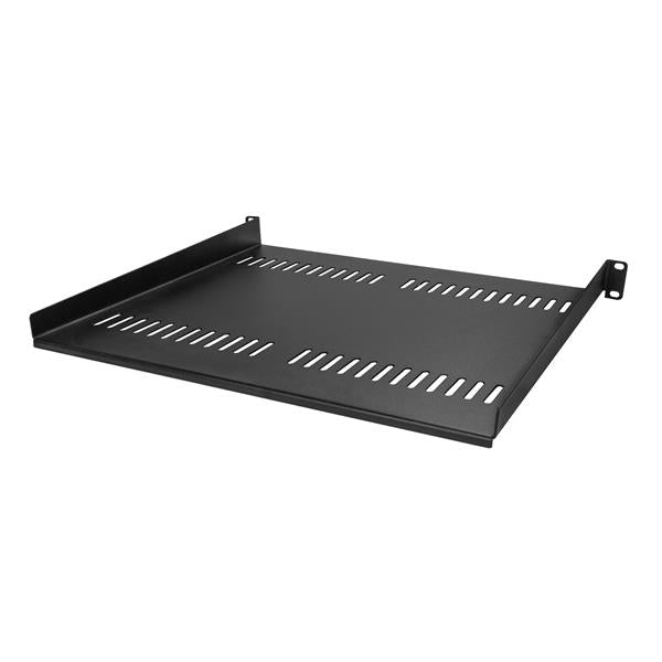 Startech.Com 1U Server Rack Shelf - Universal Vented Rack Mount Cantilever Tray For 19" Network Equipment Rack & Cabinet - Heavy Duty Steel – Weight Capacity 44Lb/20Kg - 16" Deep Shelf, Black