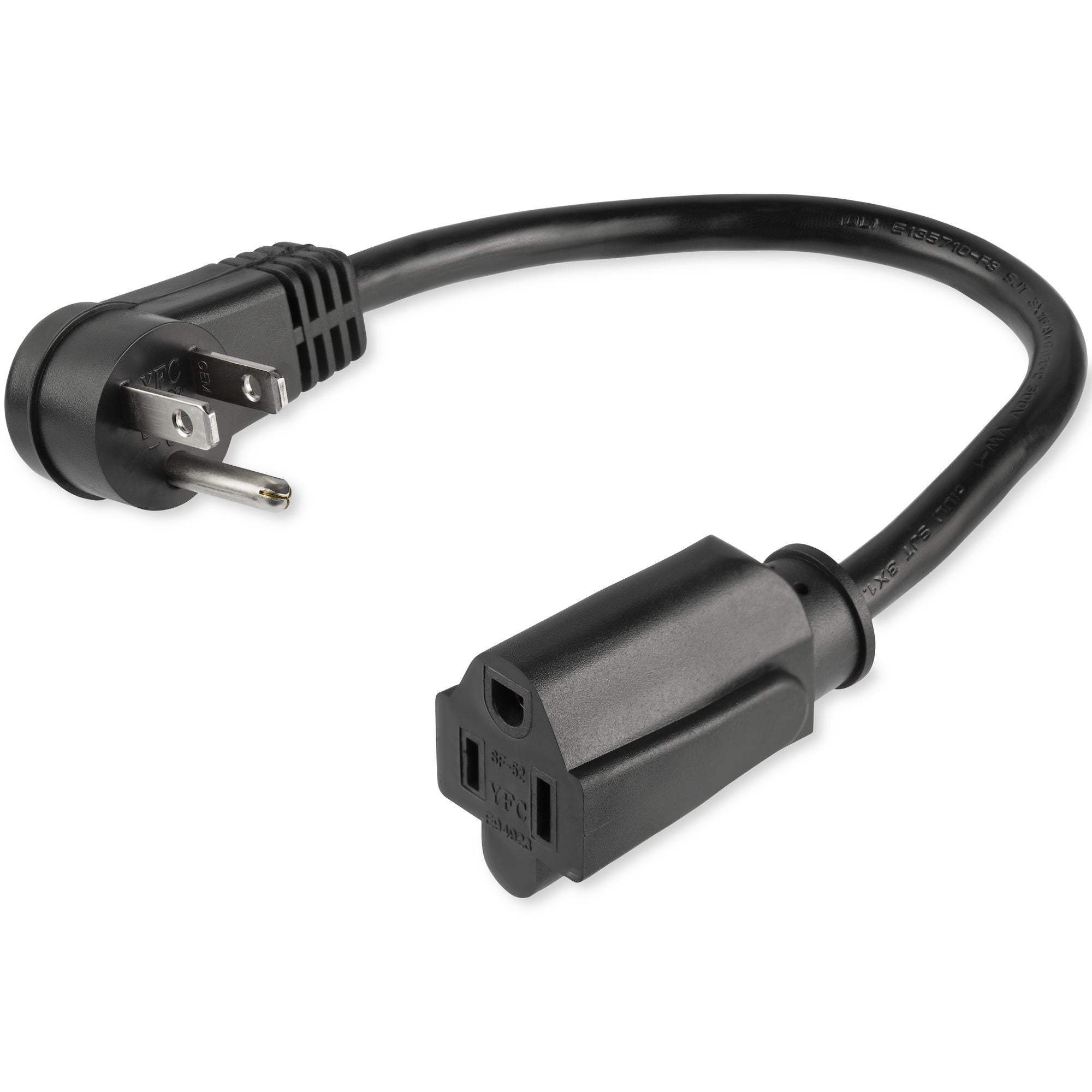 Startech.Com 1Ft (30Cm) Power Extension Cord, Right Angle Nema 5-15P To Nema 5-15R, 13A 125V, 16Awg,