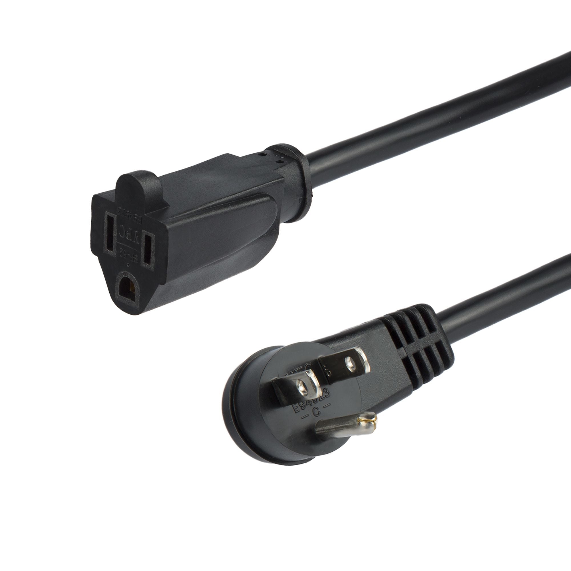 Startech.Com 3Ft (1M) Power Extension Cord, Right Angle Nema 5-15P To Nema 5-15R, 13A 125V, 16Awg,