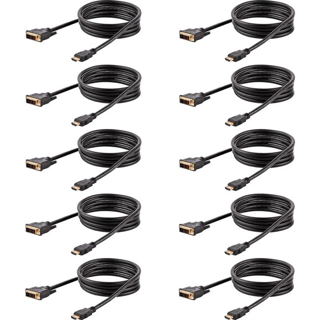 Startech.Com 6Ft (1.8M) Hdmi To Dvi Cable, Dvi-D To Hdmi Display Cable (1920X1200P), 10 Pack, Black, Hdmi To Dvi-D Adapter Cord M/M