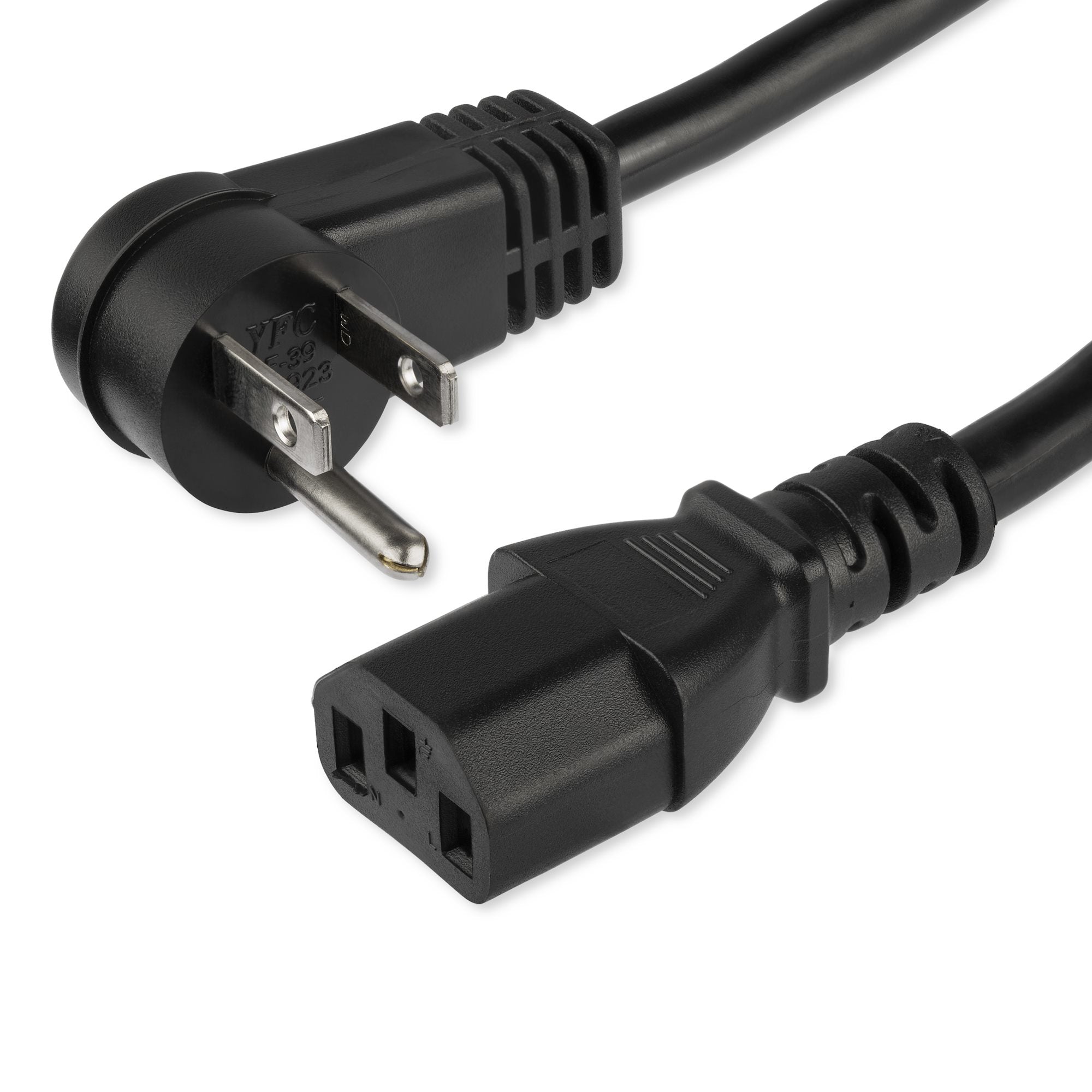 Startech.Com 6Ft (2M) Computer Power Cord, Right Angle Nema 5-15P To C13, 10A 125V, 18Awg, Black