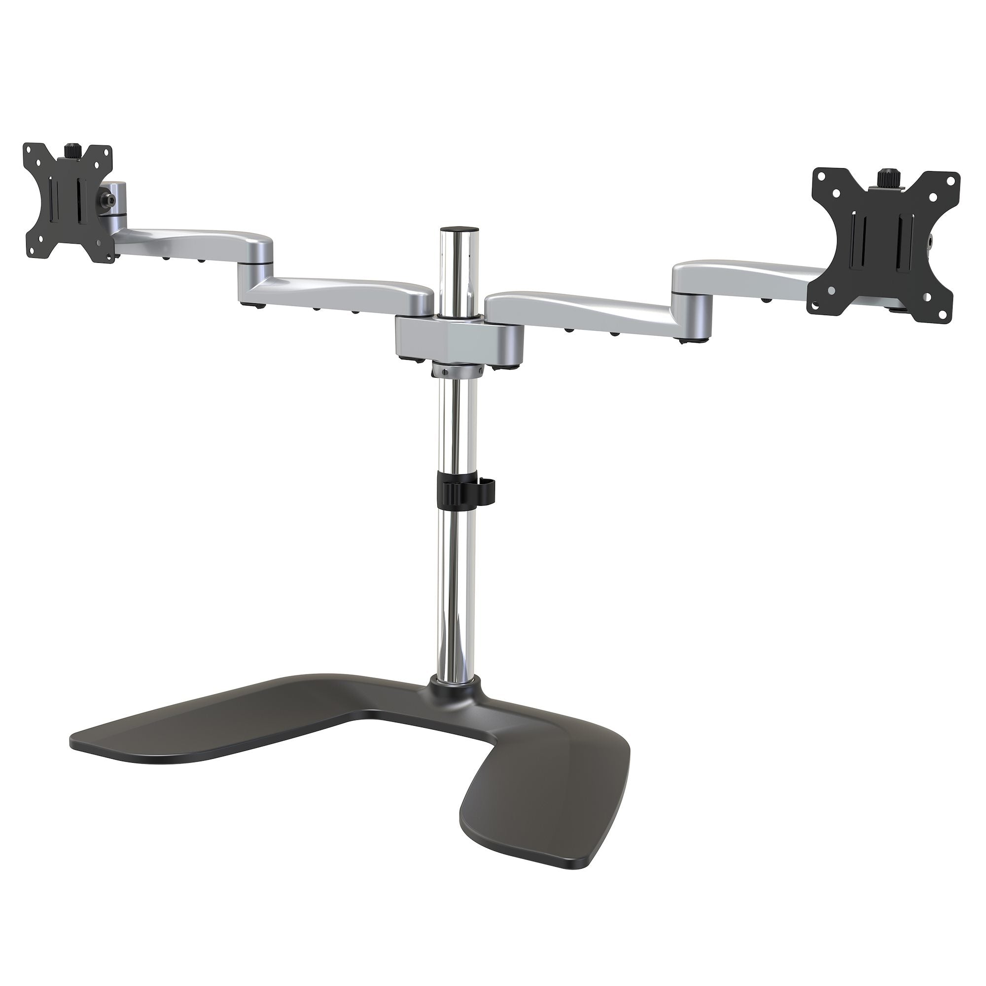 Startech.Com Dual Monitor Stand - Ergonomic Desktop Monitor Stand For Up To 32" Vesa Displays - Free-Standing Articulating Universal Computer Monitor Mount - Adjustable Height - Silver