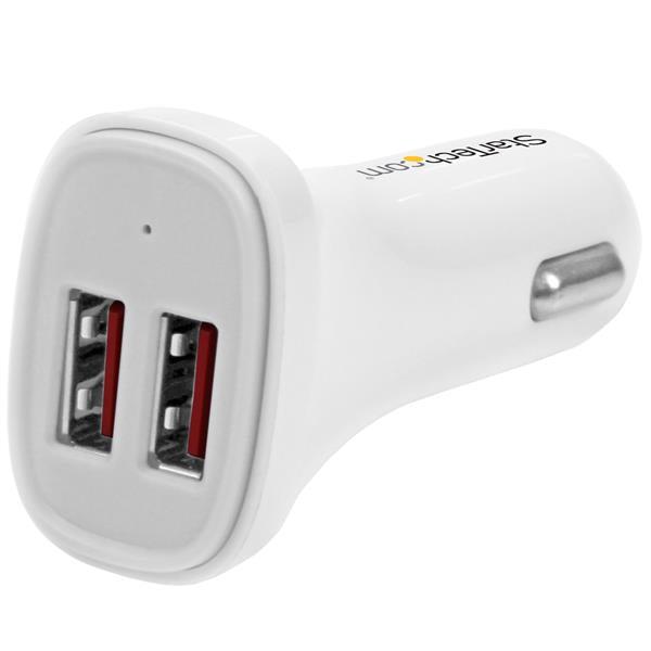 Startech.Com Dual-Port Usb Car Charger - 24W/4.8A - White