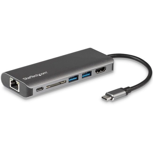 Startech.Com Usb C Multiport Adapter - Portable Usb Type-C Travel Dock - 4K Hdmi, 2-Pt Usb Hub, Sd, Gbe, 60W Pd Pass-Through - Laptop Dock