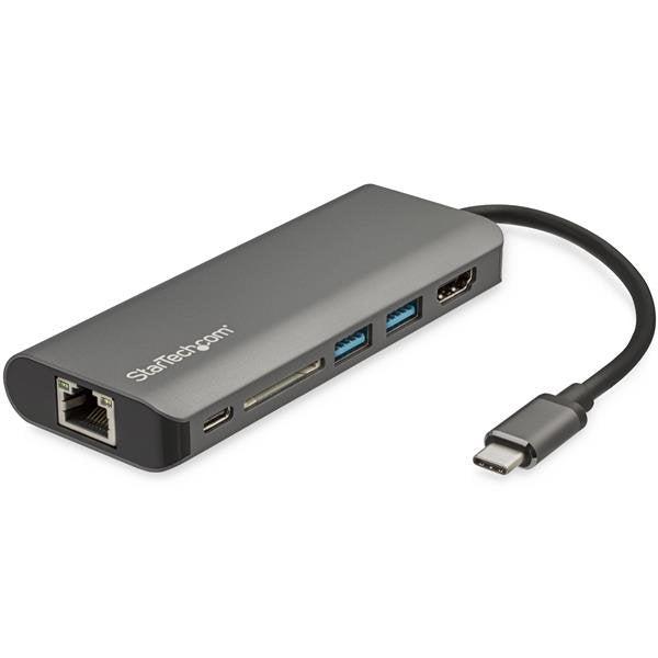 Startech.Com Usb C Multiport Adapter - Usb-C Travel Dock To 4K Hdmi, 3X Usb 3.0 Hub, Sd/Sdhc, Gbe,