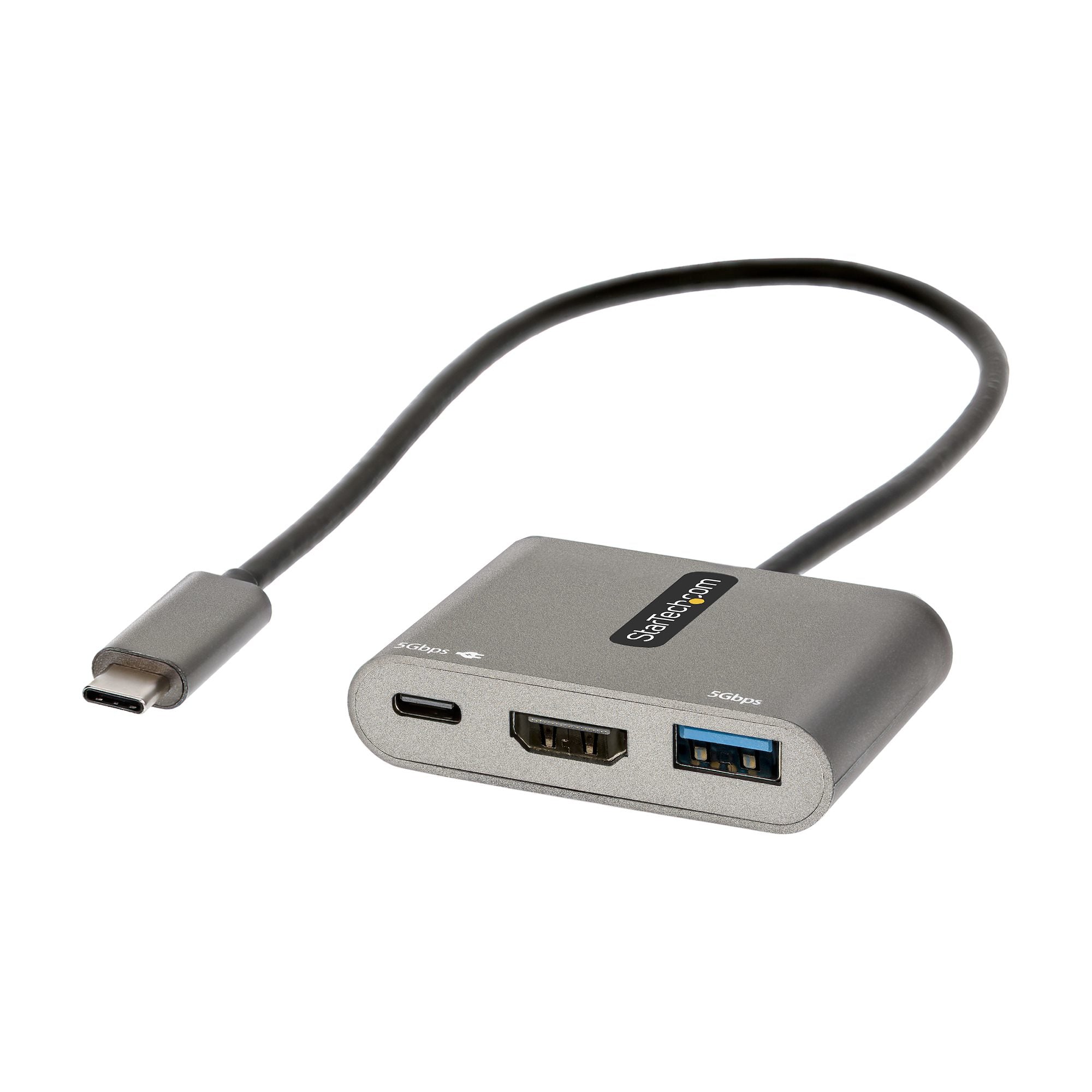 Startech.Com Usb C Multiport Adapter, Usb-C To Hdmi 4K Video, 100W Pd Pass-Through, Usb 3.0 Hub
