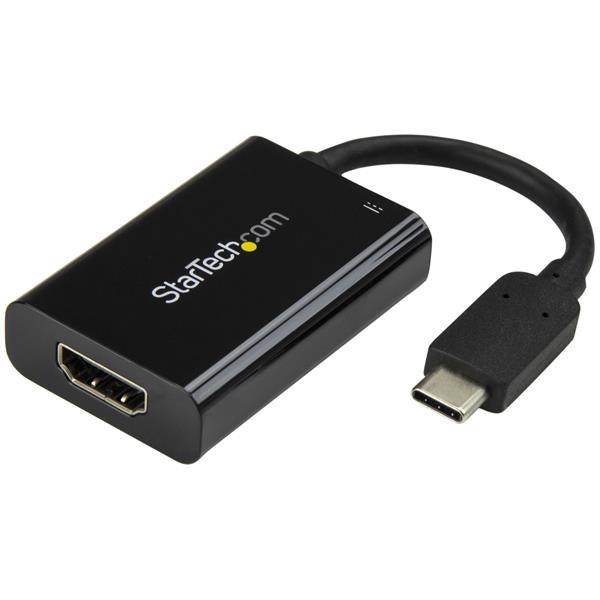 Startech.Com Usb C To Hdmi 2.0 Adapter With Power Delivery - 4K 60Hz Usb Type-C To Hdmi Display Video Converter - 60W Pd Pass-Through Charging Port - Thunderbolt 3 Compatible - Black