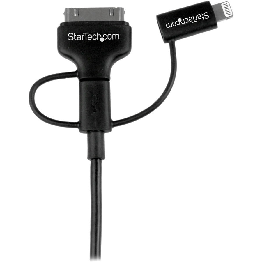 Startech.Com 1 M (3 Ft.) 3 In 1 Charging Cable - Multi Usb To Lightning Or 30-Pin Dock Or