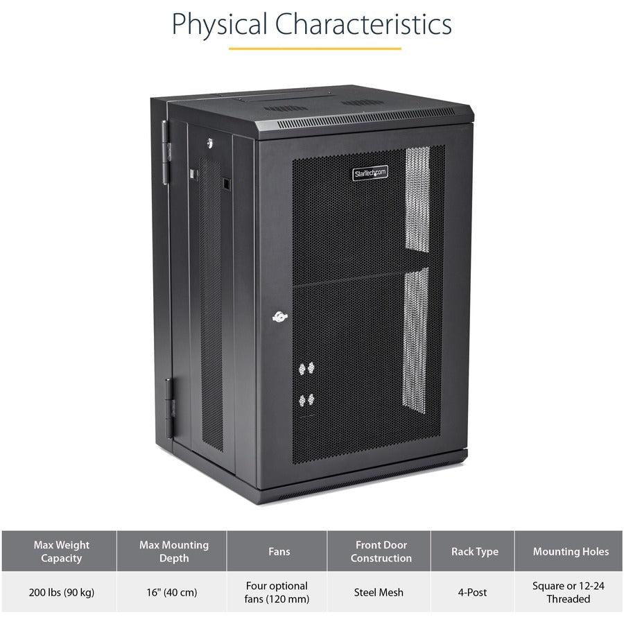 Startech.Com 18U 19" Wall Mount Network Cabinet - 16" Deep Hinged Locking It Network Switch Depth