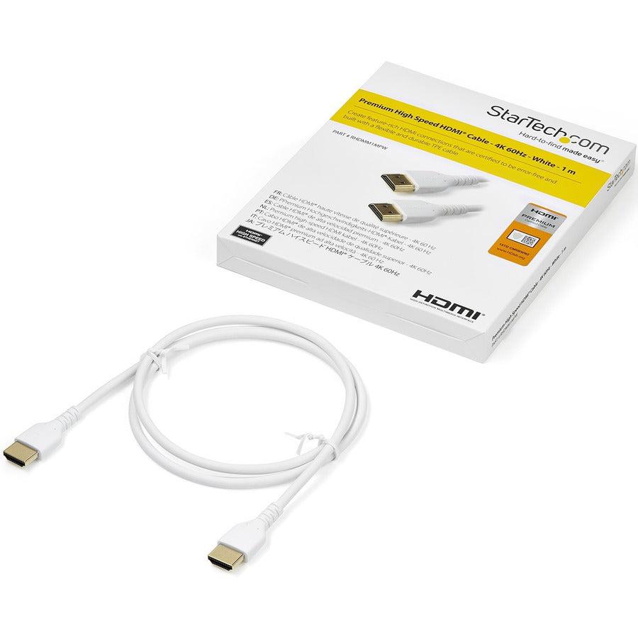 Startech.Com 1M Premium Certified Hdmi 2.0 Cable With Ethernet - Durable High Speed Uhd 4K 60Hz