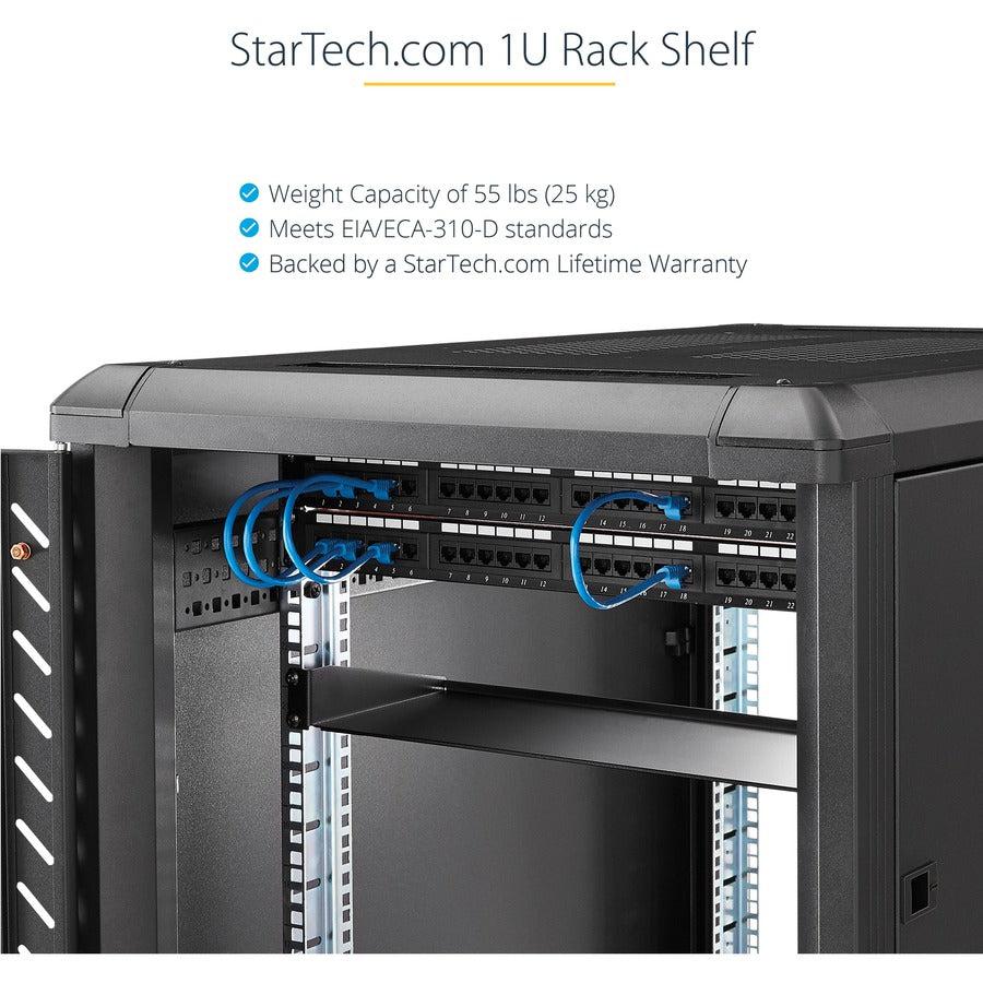 Startech.Com 1U Server Rack Shelf - Universal Rack Mount Cantilever Shelf For 19" Network Shelf-1U-12-Fixed-S