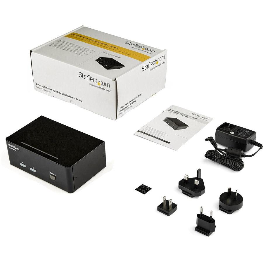 Startech.Com 2-Port Displayport Dual-Monitor Kvm Switch - 4K 60Hz