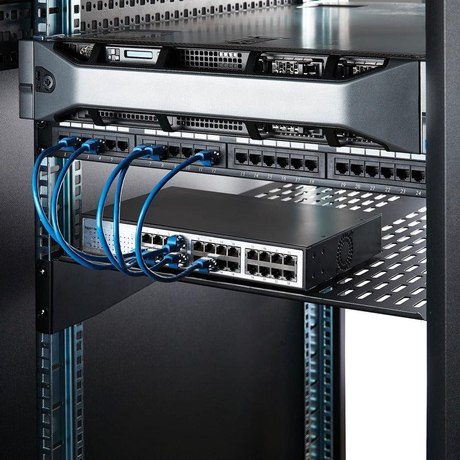 Startech.Com 2U Server Rack Shelf - Universal Vented Rack Mount Cantilever Tray For 19" Network Equipment Rack & Cabinet - Heavy Duty Steel Weight Capacity 50Lb/23Kg - 22" Deep Shelf, Black