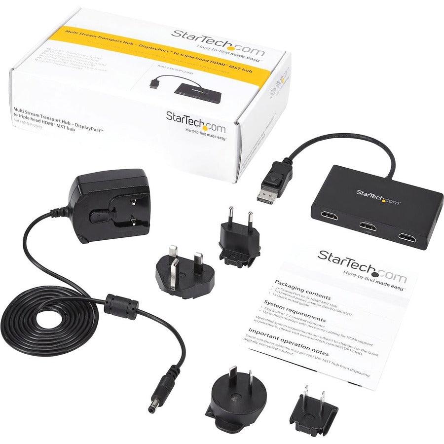 Startech.Com 3-Port Multi Monitor Adapter - Displayport 1.2 To 3X Hdmi Mst Hub - Triple 1080P Hdmi
