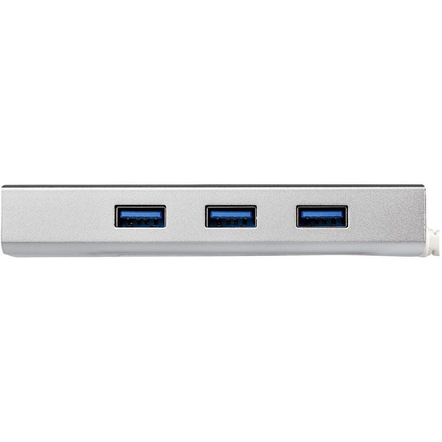 Startech.Com 3-Port Portable Usb 3.0 Hub Plus Gigabit Ethernet - Built-In Cable