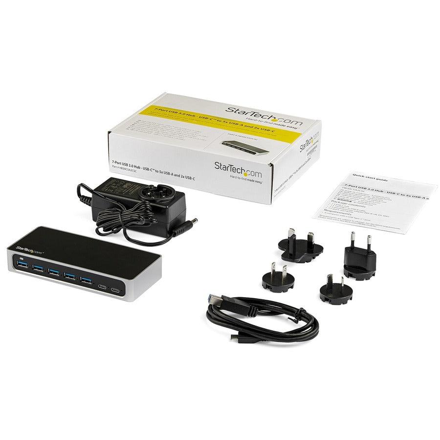 Startech.Com 7 Port Usb C Hub With Fast Charge Port - Usb-C To 5X Usb-A 2X Usb-C (Usb 3.0 Superspeed