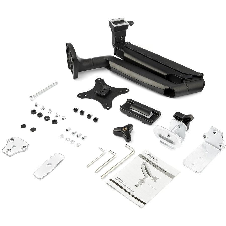 Startech.Com Desk Mount Monitor Arm - Heavy Duty Ergonomic Vesa Monitor Arm - Single 34" (20Lb) Display - Full Motion, Height Adjustable, Articulating - Aluminum - C-Clamp/Grommet- Black