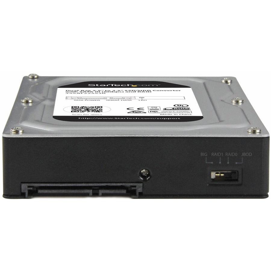 Startech.Com Dual-Bay 2.5” To 3.5” Sata Hard Drive Adapter Enclosure With Raid