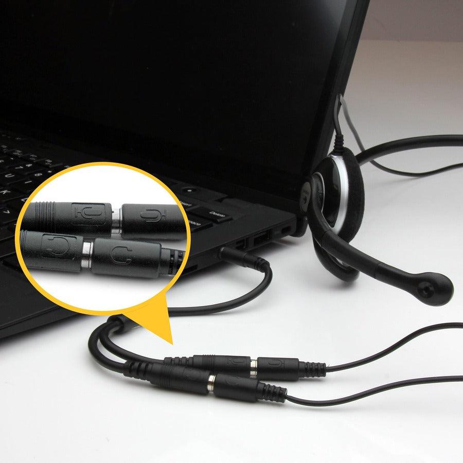 Startech.Com Headset Adapter For Headsets With Separate Headphone / Microphone Plugs - 3.5Mm 4 Position To 2X 3 Position 3.5Mm M/F