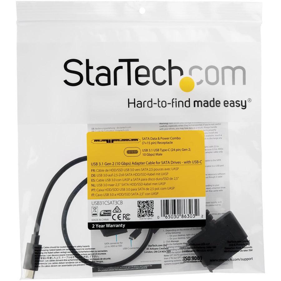 Startech.Com Usb 3.1 (10Gbps) Adapter Cable For 2.5 Sata Drives - Usb-C