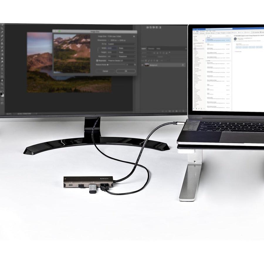 Startech.Com Usb C Multiport Adapter - 10Gbps Usb Type-C Mini Dock With 4K 30Hz Hdmi - 100W Power Delivery Passthrough - 3-Port Usb Hub, Gbe - Usb 3.1/3.2 Gen 2 Laptop Dock - 10" Cable