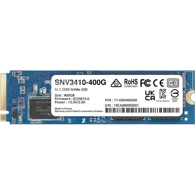 Synology Snv3000 Snv3410-400G 400 Gb Solid State Drive - M.2 2280 Internal - Pci Express Nvme (Pci Express Nvme 3.0 X4)