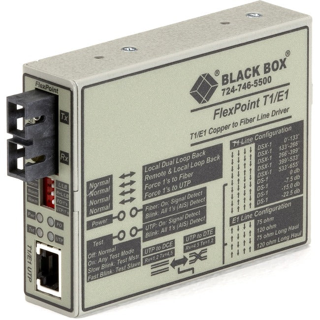 T1 E1 Media Converter - Singlemode Fiber Optic Converter 28km | TecISoft MT663A-SSC