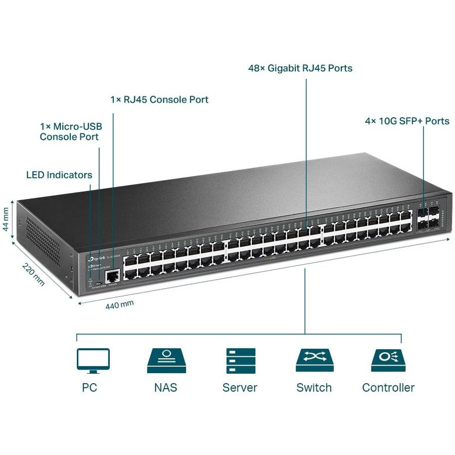 TP-Link TL-SG3452X - JetStream 48-Port Gigabit L2+ Managed Switch with 4 10GE SFP+ Slots