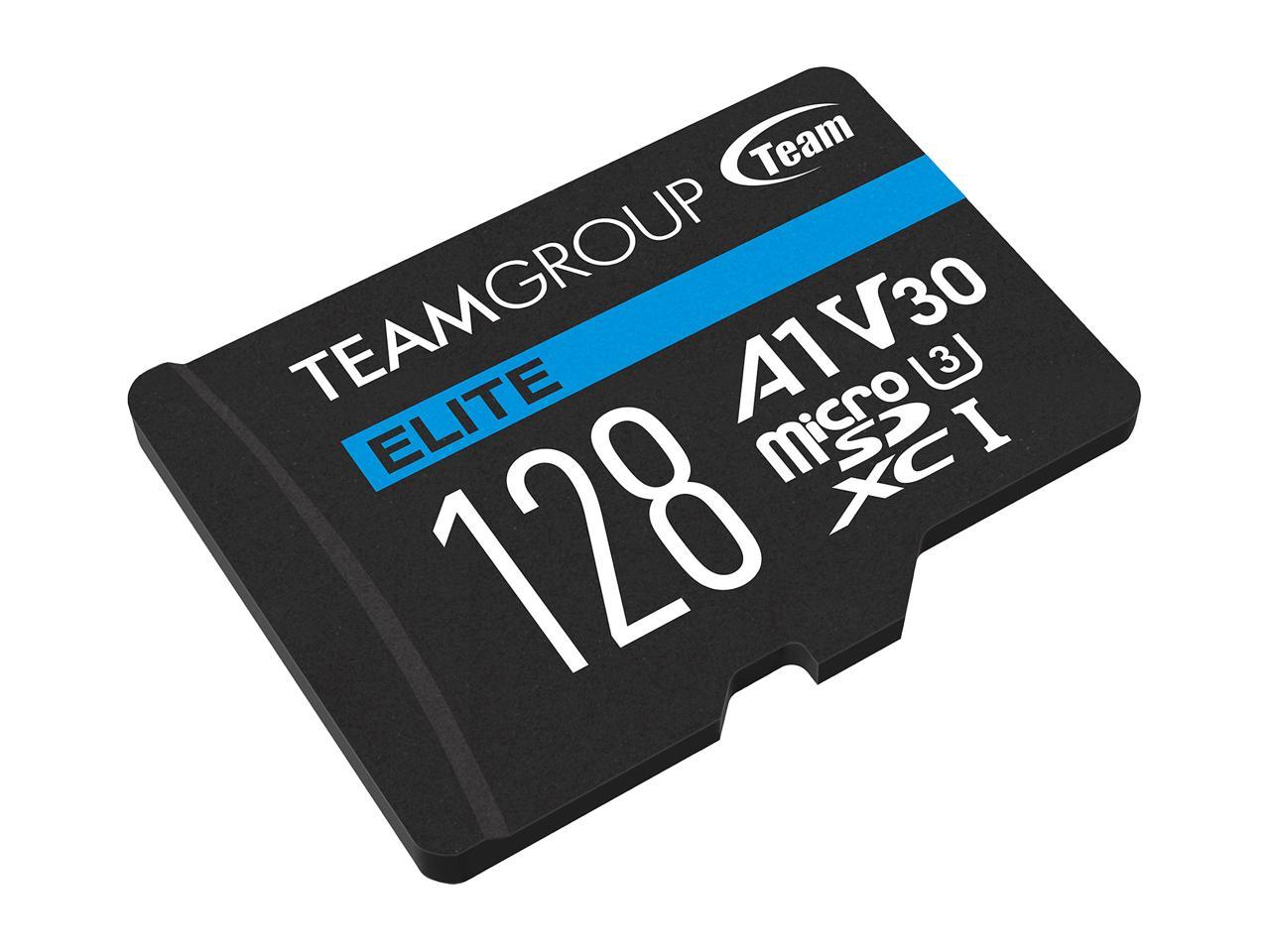 Team 256Gb Elite Microsdxc Uhs-I U3, V30, A1, 4K Uhd Memory Card With Sd Adapter, Speed Up To 90Mb/S (Teausdx256Giv30A103)