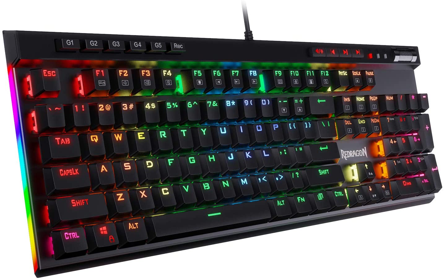 Tecisoft K580 Vata Rgb Led Backlit Mechanical Gaming Keyboard, 104 Keys Anti-Ghosting Gamer Keyboard With Blue Tactile Mechanical Switches