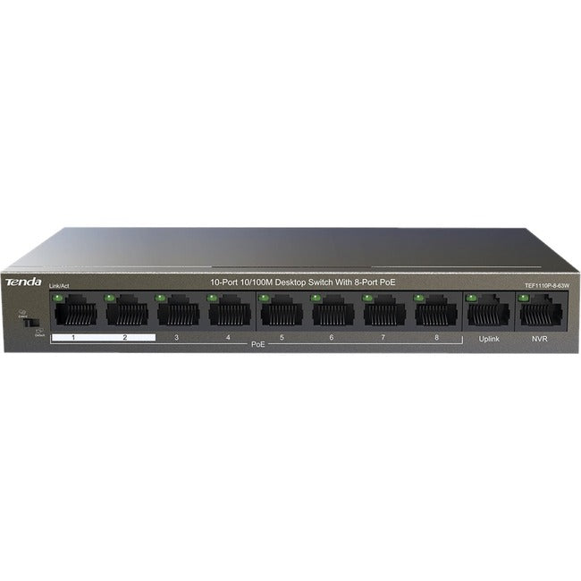 Tenda 10-Port 10/100M Desktop Switch with 8-Port PoE TEF1110P-8-63W