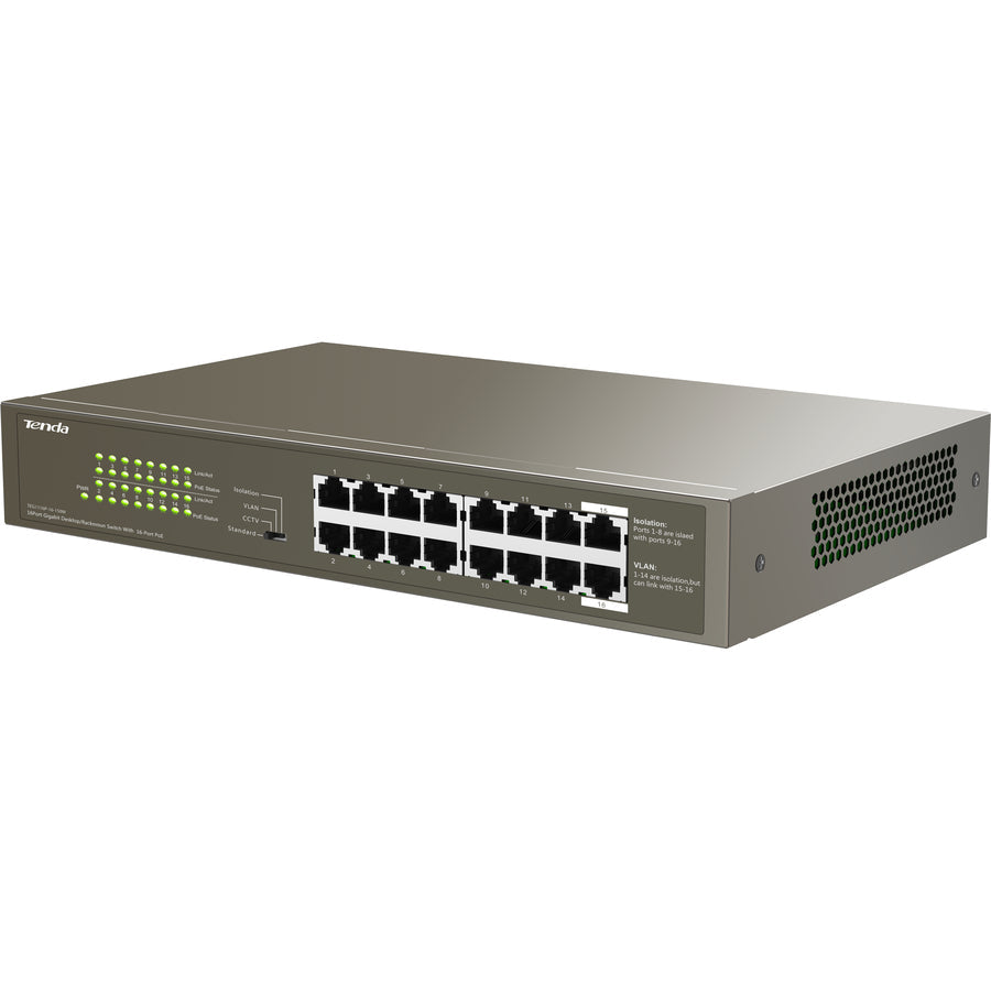 Tenda 1000M&PoE 16-Port Gigabit Ethernet Switch with 16-Port PoE TEG1116P-16-150W