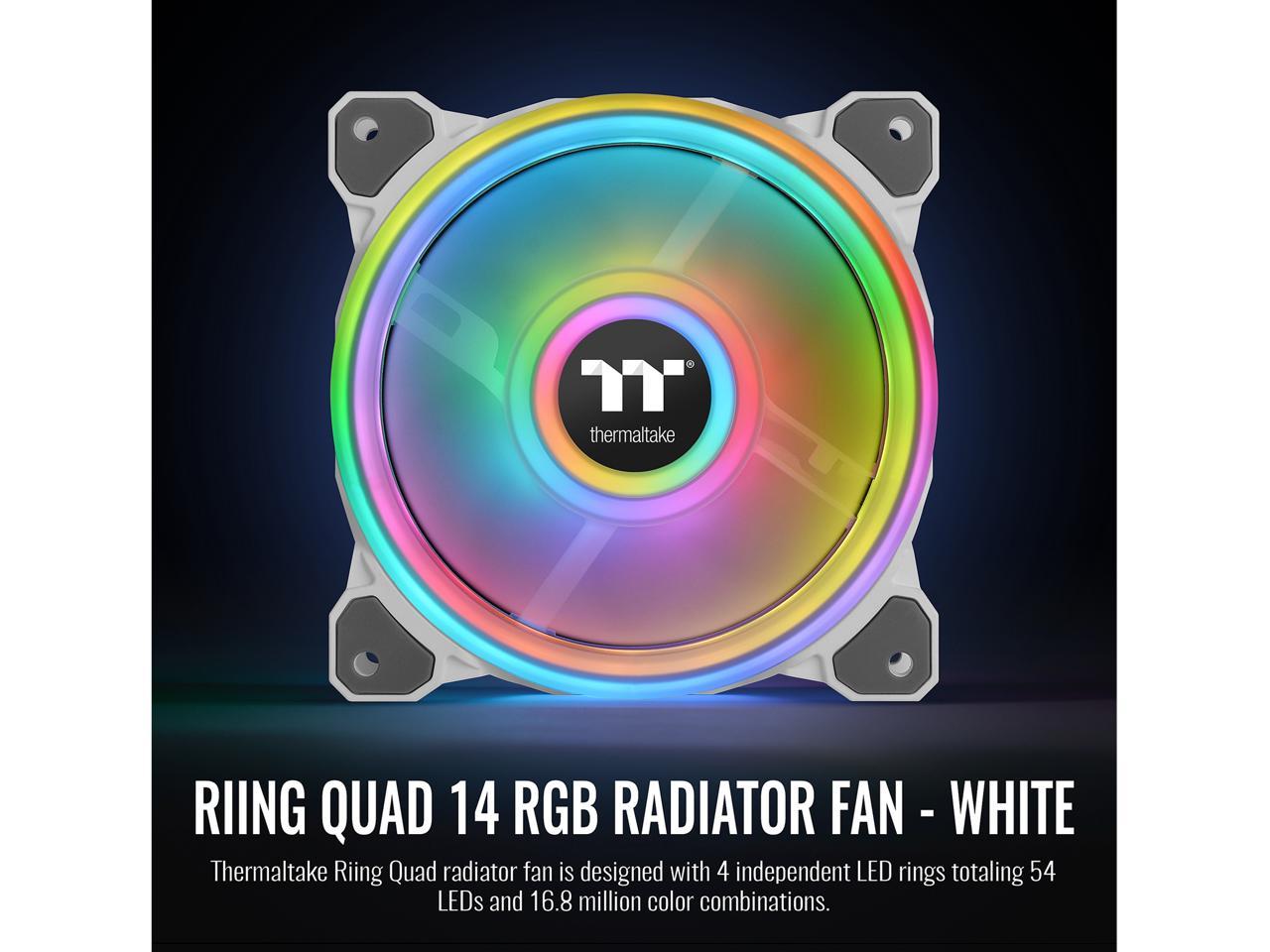 Thermaltake Riing Quad 140Mm 16.8 Million Rgb Color (Alexa, Razer Chroma) Software Enabled 4 Light Cl-F101-Pl14Sw-C