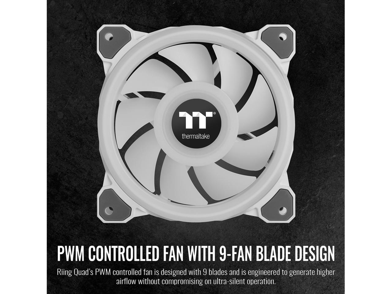 Thermaltake Riing Quad 140Mm 16.8 Million Rgb Color (Alexa, Razer Chroma) Software Enabled 4 Light Cl-F101-Pl14Sw-C