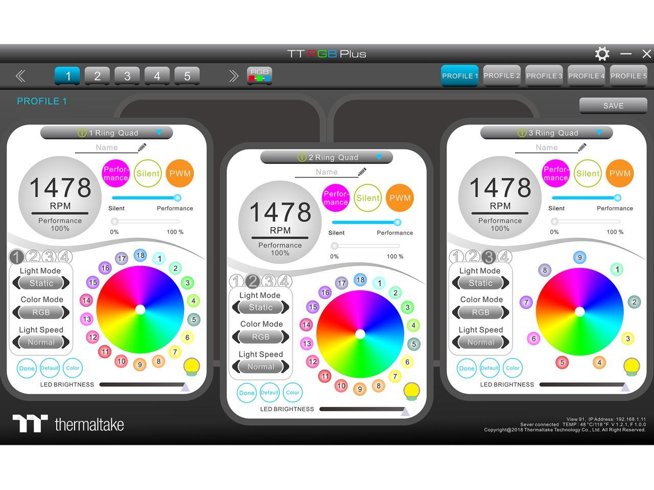 Thermaltake Riing Quad 140Mm 16.8 Million Rgb Color (Alexa, Razer Chroma) Software Enabled 4 Light Cl-F101-Pl14Sw-C