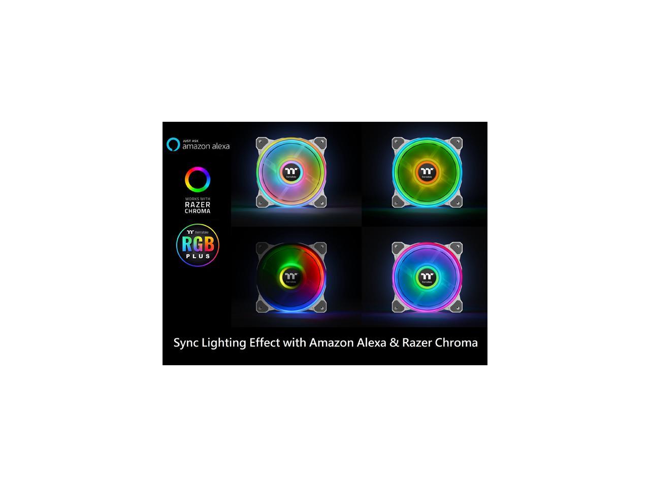 Thermaltake Riing Quad Cl-F101-Pl14Sw-B 140Mm Rgb Led Radiator Fan White 3 Pack