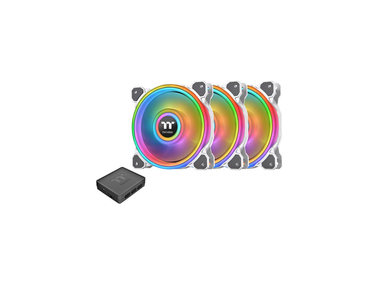 Thermaltake Riing Quad Cl-F101-Pl14Sw-B 140Mm Rgb Led Radiator Fan White 3 Pack