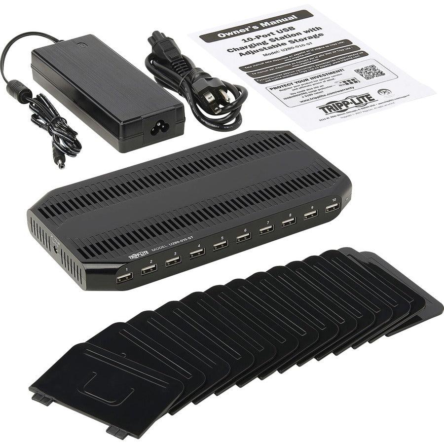 Tripp Lite 10-Port Usb Charging Station With Adjustable Storage, 12V 8A (96W) Usb Charger Output