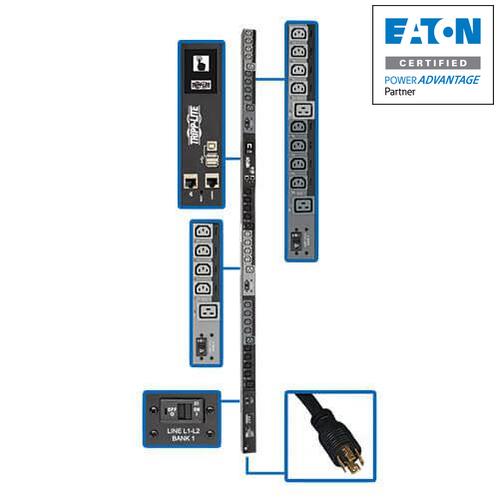 Tripp Lite 10Kw 3-Phase Switched Pdu, Lx Interface, 200/208/240V Outlets (24 C13/6 C19), Lcd, Nema