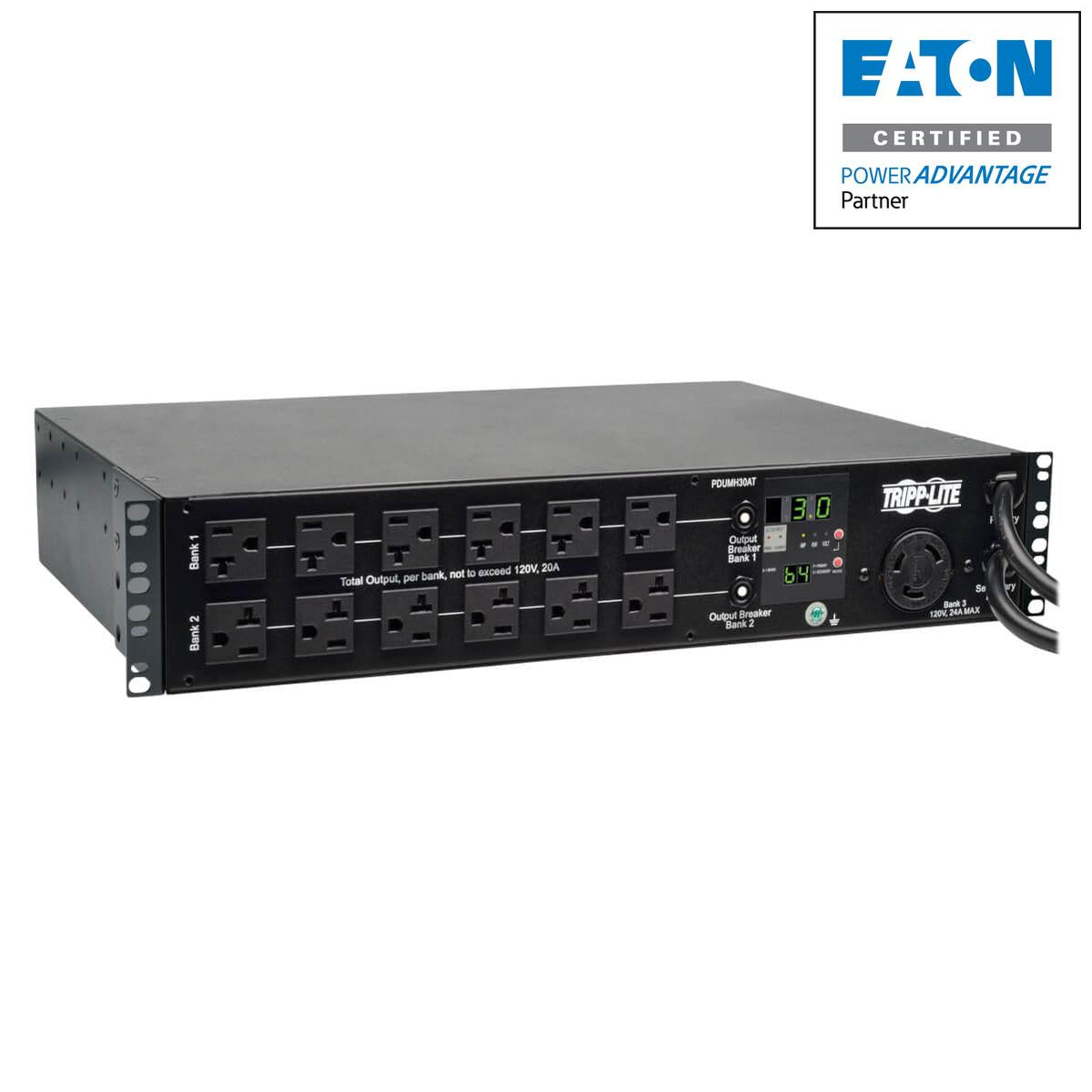 Tripp Lite 2.9Kw Single-Phase Ats / Metered Pdu, 120V Outlets (24 5-15/20R, 1 L5-30R), 2 L5-30P, 2 10Ft Cords, 2U Rack-Mount