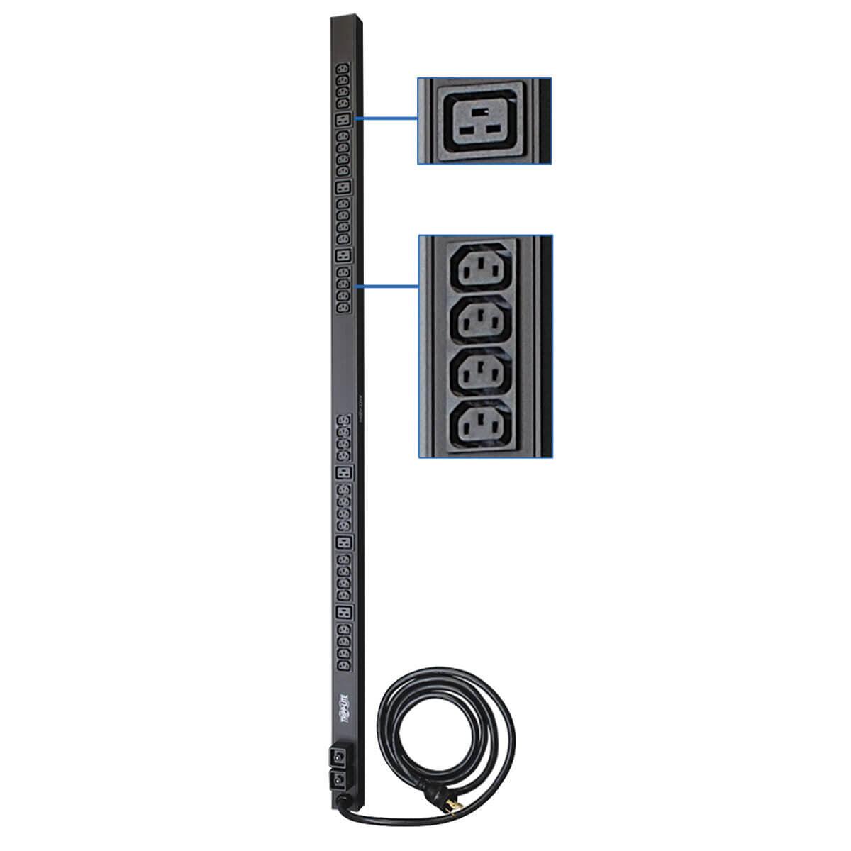 Tripp Lite 5/5.8Kw Single-Phase 208/240V Basic Pdu, 38 Outlets (32 C13 And 6 C19), Nema L6-30P Input, 3.05 M (10-Ft.) Cord, 0U Vertical