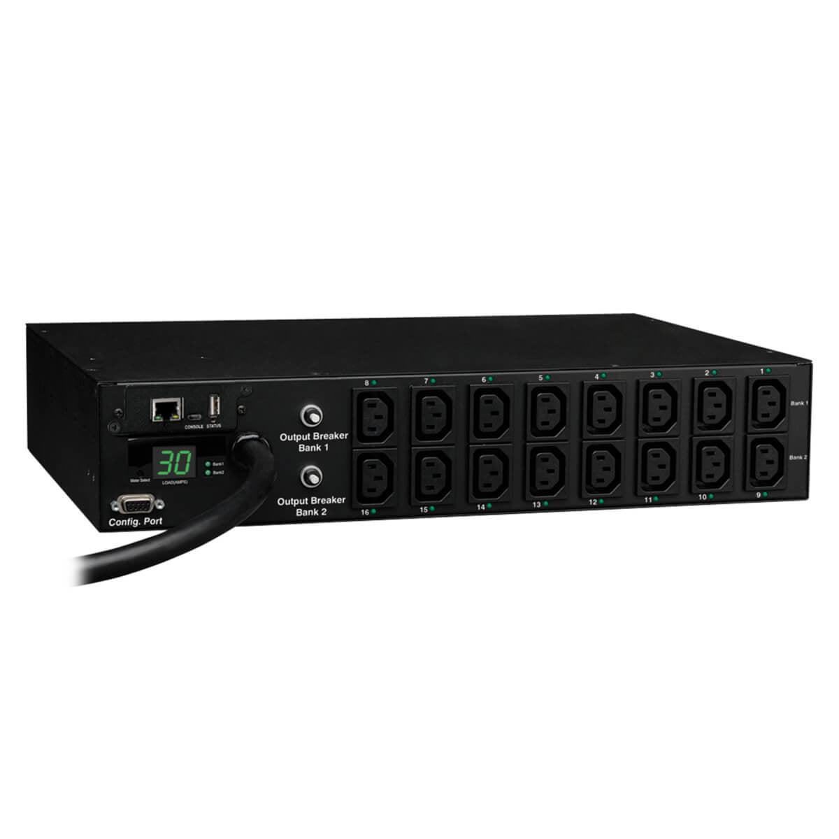 Tripp Lite 5.8Kw Single-Phase Switched Pdu, 208/240V Outlets (16 C13), L6-30P Input, 3.66 M (12-Ft.) Cord, 2U Rack-Mount