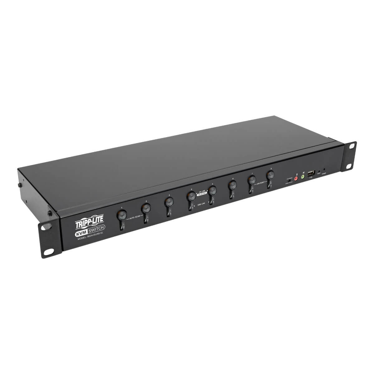Tripp Lite 8-Port Dvi/Usb Kvm Switch With Audio And Usb 2.0 Peripheral Sharing, 1U Rack-Mount, Single-Link, 1920 X 1200 (1080P)