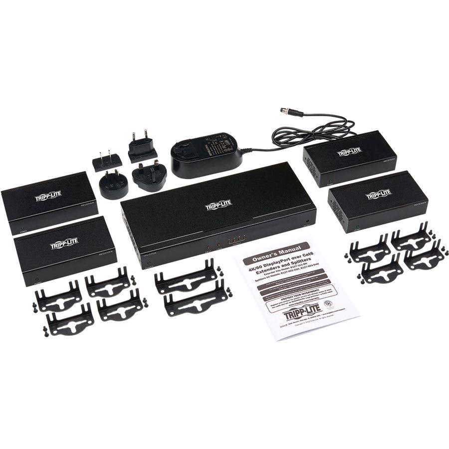 Tripp Lite B127-004-D4H 4-Port Displayport To Hdmi Over Cat6 Splitter/Extender Kit, Transmitter/4 Receivers, 4K 60 Hz, Poc, 125 Ft., Taa
