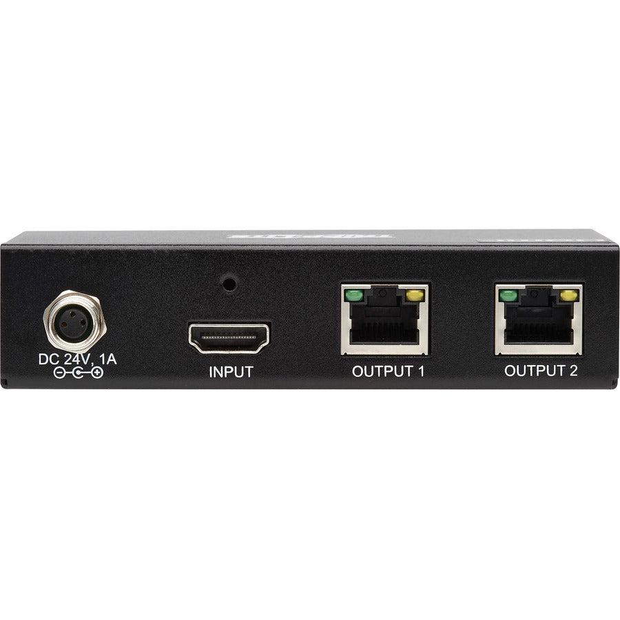 Tripp Lite B127A-002-Bh 2-Port Hdmi Over Cat6 Splitter - 4K 60 Hz, Hdr, 4:4:4, Poc, Hdcp 2.2, 230 Ft. (70.1 M), Taa