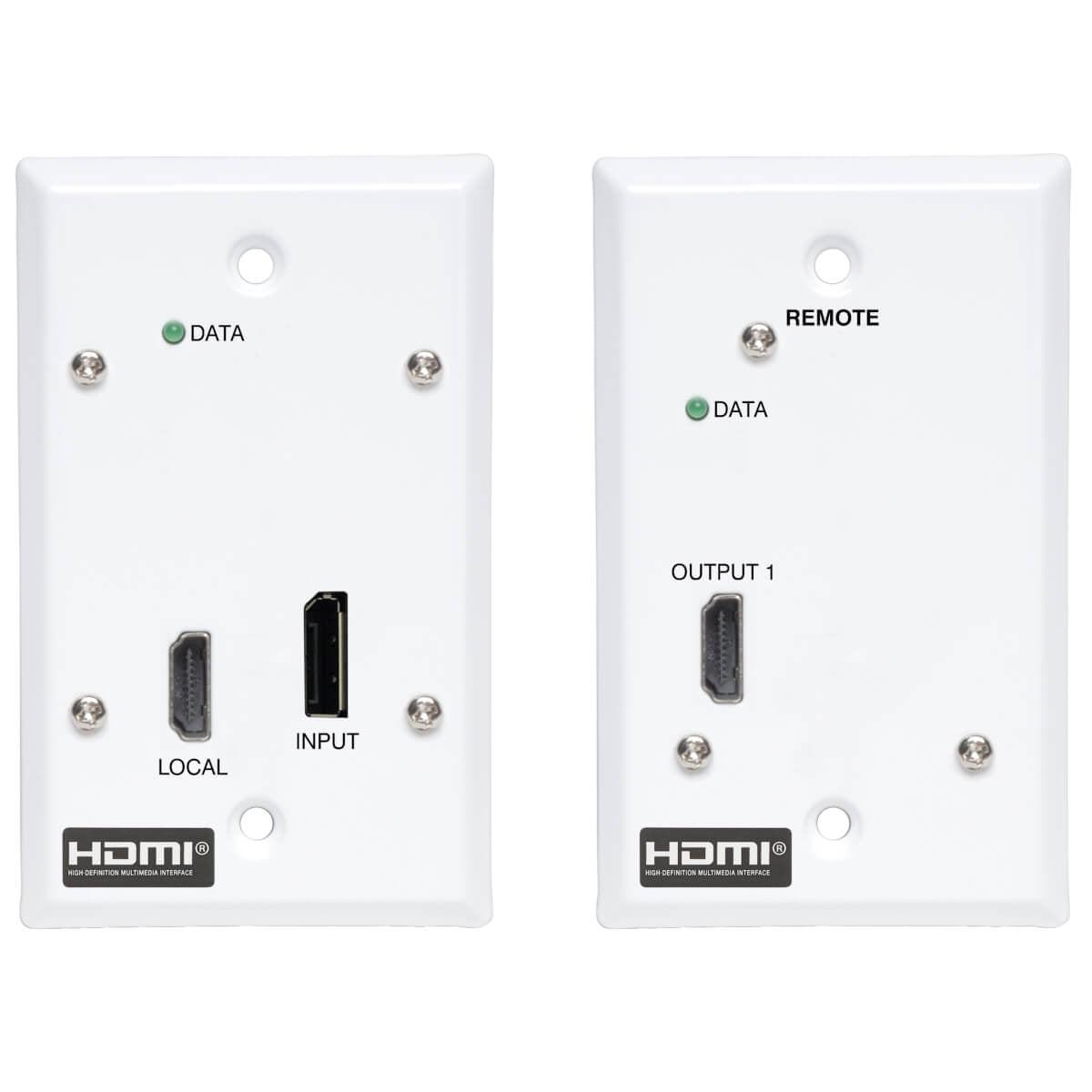 Tripp Lite B127A-1A1-Fdfh Displayport To Hdmi Over Cat6 Extender Kit, Wall Plate, 4K 60 Hz, 4:4:4, Poc, Hdcp 2.2, 230 Ft. (70.1 M), Taa