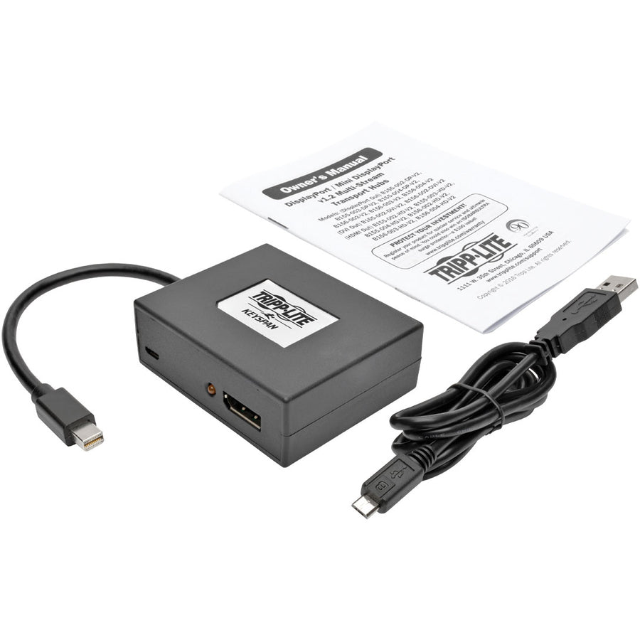 Tripp Lite B155-002-Dp-V2 2-Port Mini Displayport To Displayport Multi-Monitor Splitter, Mst Hub, 4K 60Hz Uhd, Dp1.2, Taa