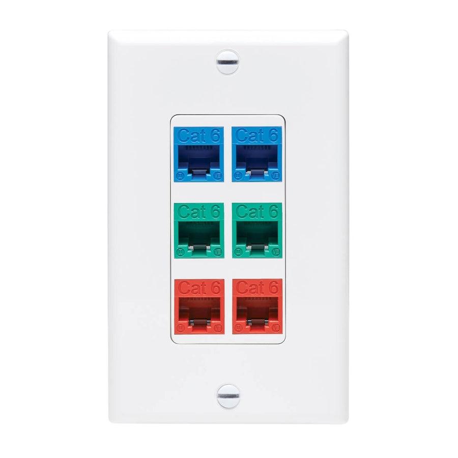 Tripp Lite N042D-006V-Wh Center Plate Insert, Decora Style - Vertical, 6 Ports
