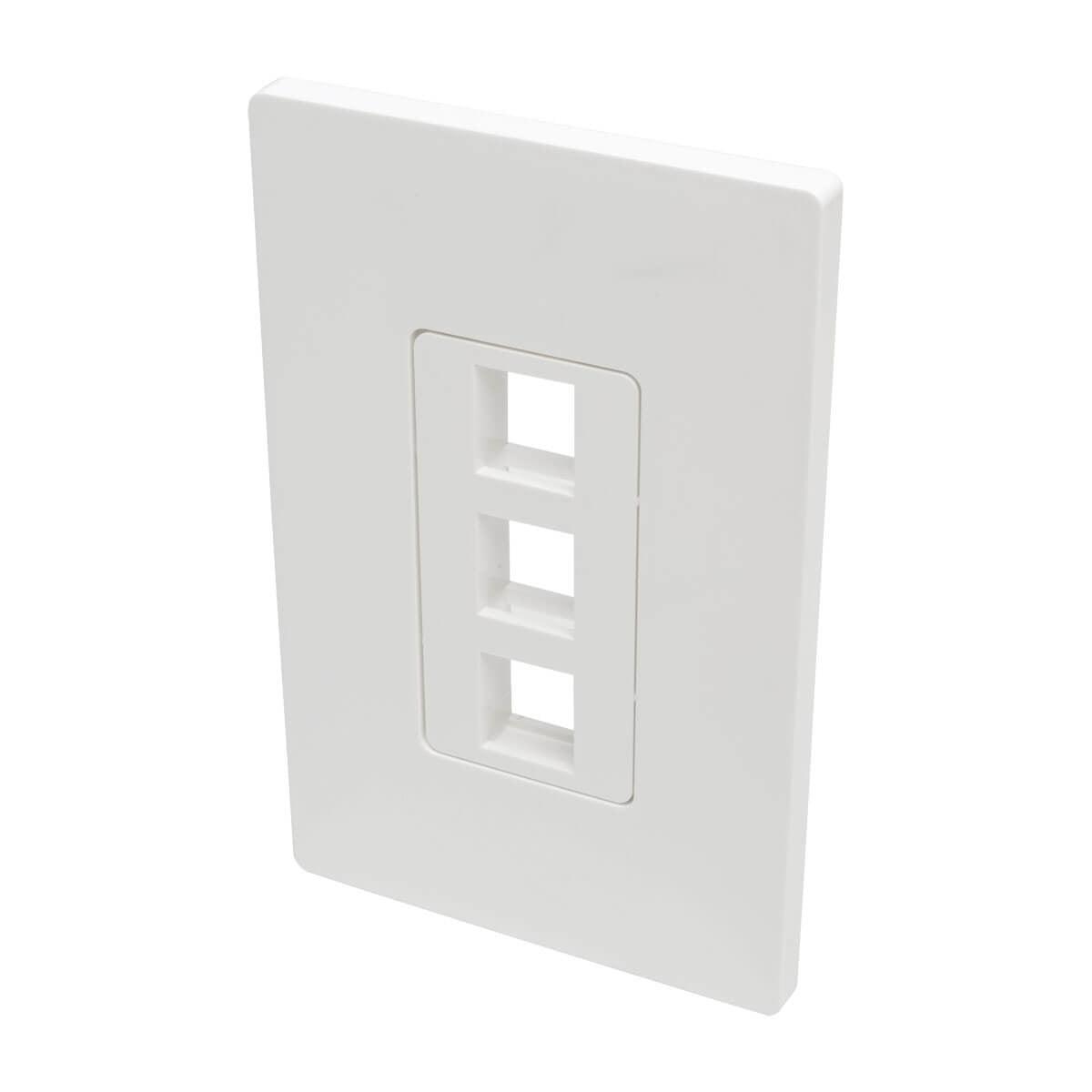 Tripp Lite N080-103 3-Port Keystone Single-Gang Faceplate, White, Taa